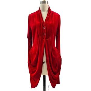 Y2K Pyramid Collection Red Velvet Draped Jacket Sz S